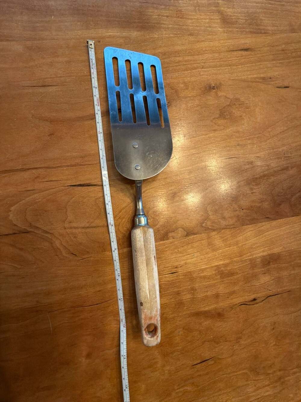 Vintage Ekco Eterna Stainless Steel Slotted Spatula Turner with Wood Handle